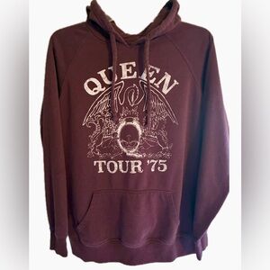 Queen Official Merch Tour '75 Maroon Hoodie Queen Sweatshirt Medium Rock N Roll